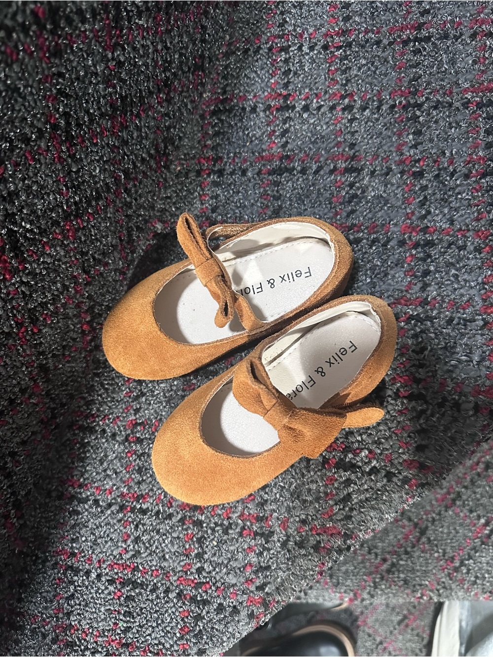 Felix & Floris Girls' Brown Suede Bow Mary Jane Dress Shoes